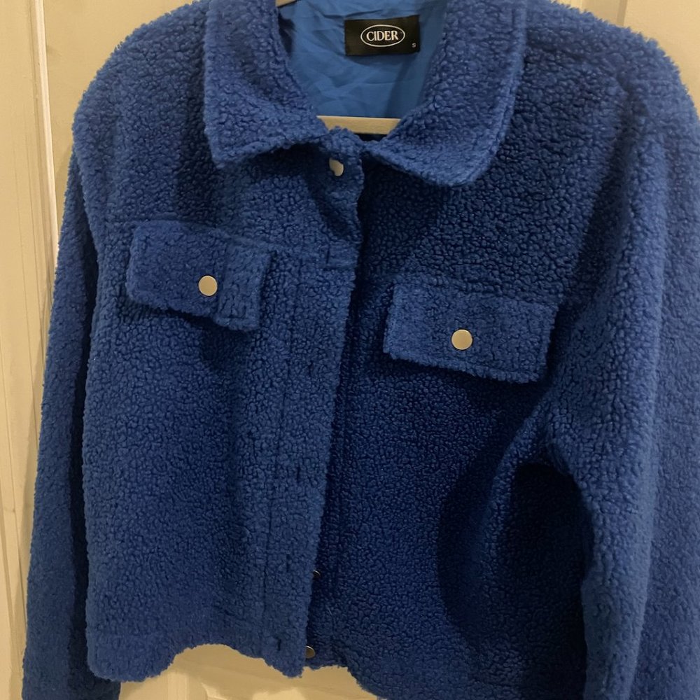 Blue Fleece Button Up Jacket (Cider)